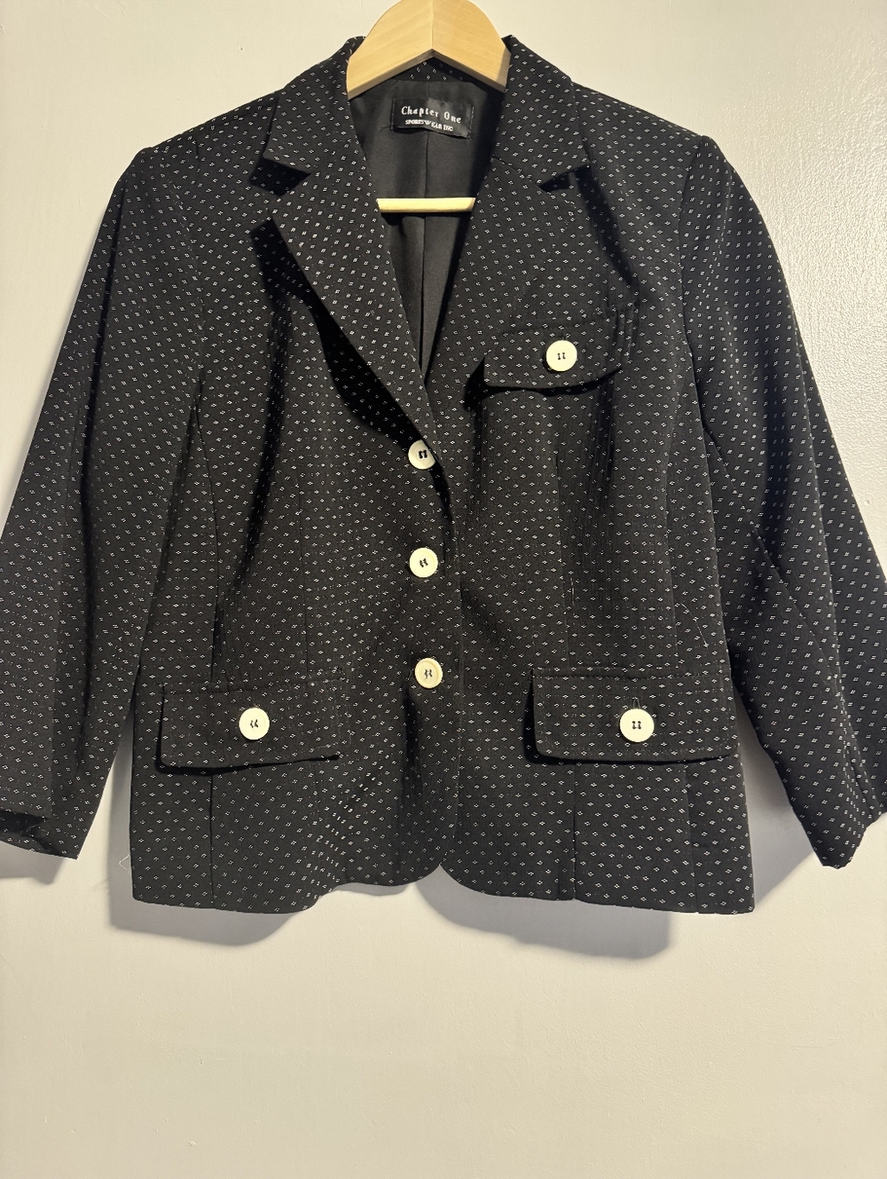 Chapter Black Pindot Blazer with Contrasting Buttons